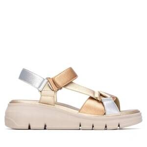 NEW XTI women's faux leather open toe sandals in gold